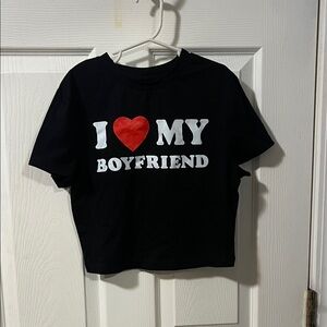 Black I ❤️ My Boyfriend Crop Tshirt